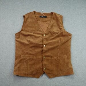 Spring & Gege Vest Boys XL Brown  Faux Suede Western Cowboy Snap Button